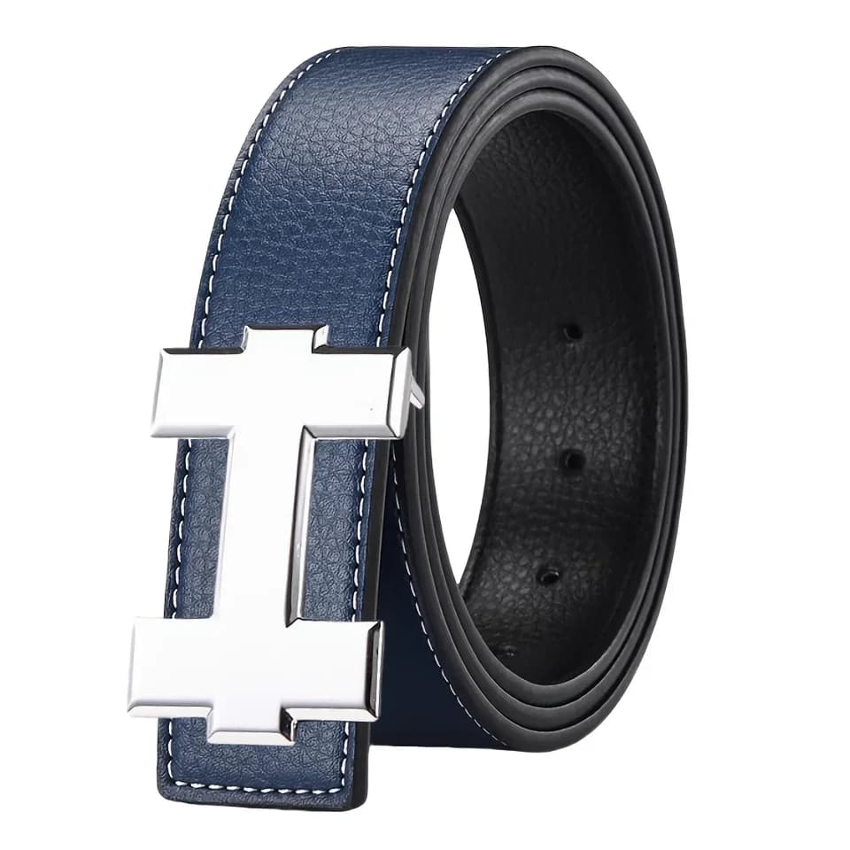 Ceinture décontractée à la mode de 3,3 cm avec boucle lisse argentée, ceinture de styliste pour homm