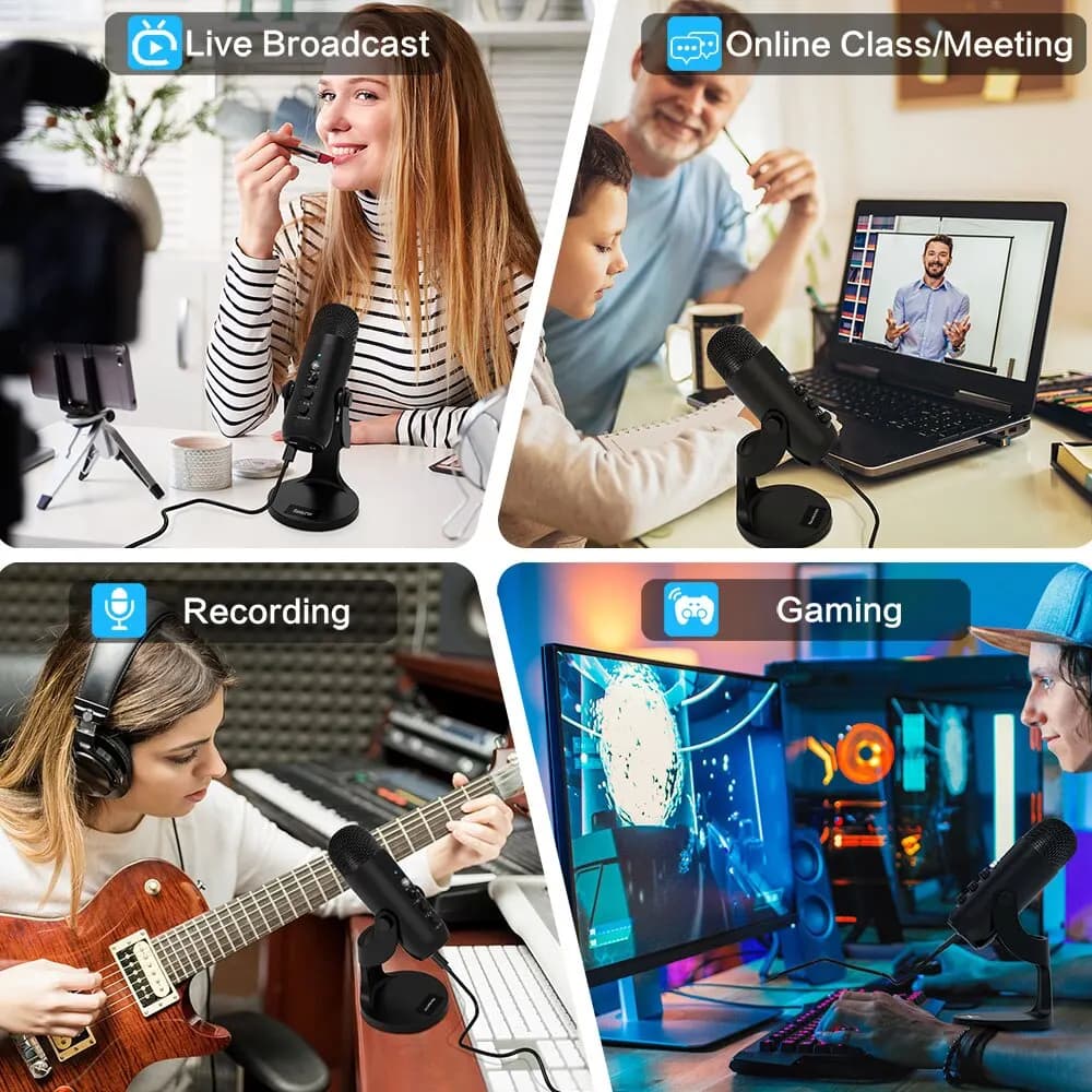 Haomuren Microphone USB pour PC Mac enregistrement de jeu Streaming Podcast, micro à condensateur po