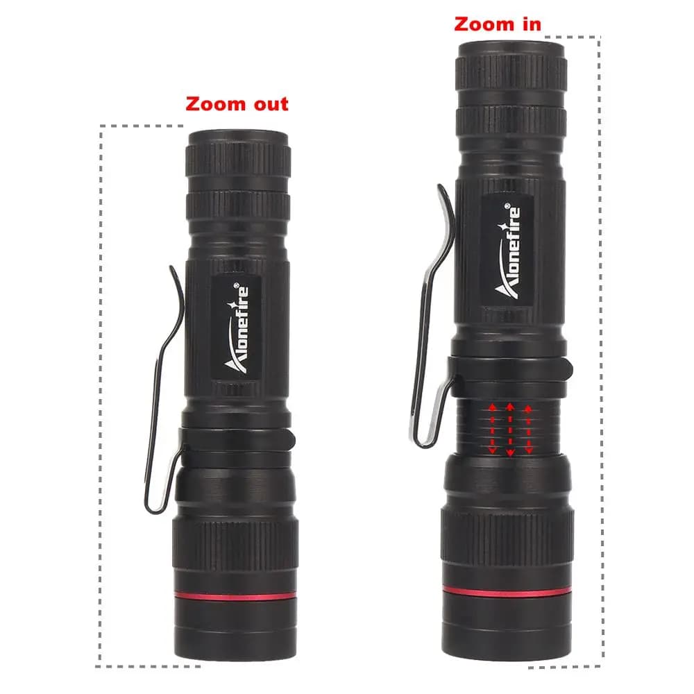 Mini lampe de poche Zoomable 3W, torche Portable, éclairage lumineux, Camping en plein air, randonné