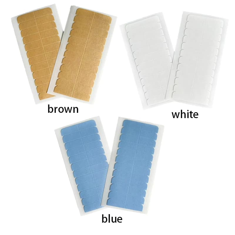 6 feuilles = 72 pièces bandes de ruban Double face pour toupet dentelle perruques adhésifs Extension