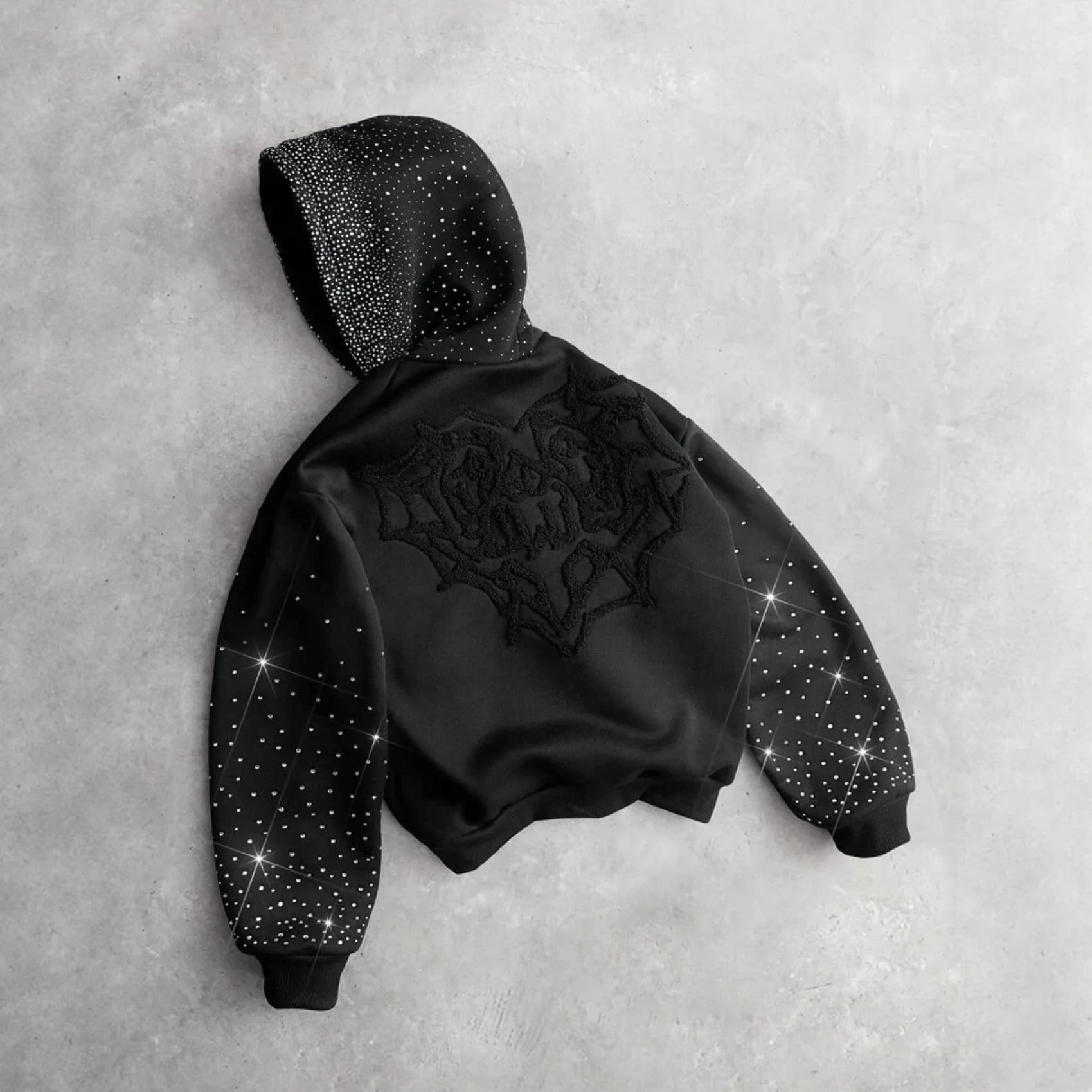 Pull tendance unisexe avec broderie d'amour, motif tridimensionnel et lettres imprimées en strass, s