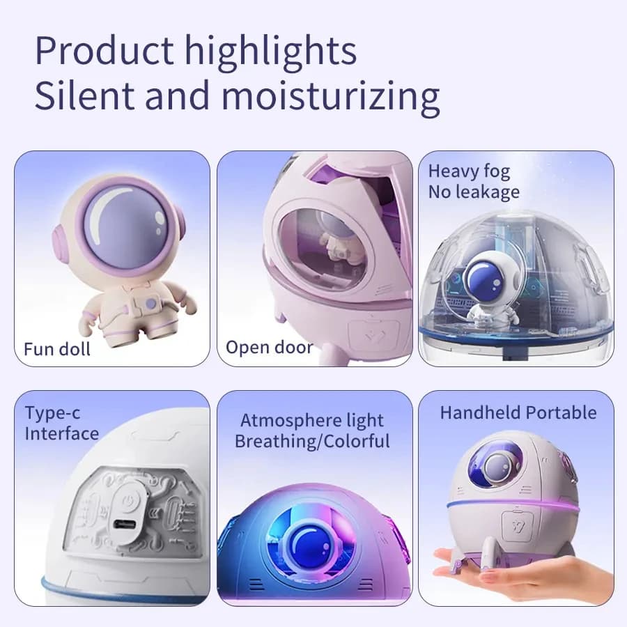 Humidificateur d'air à Capsule spatiale de 220mL, prise USB, diffuseur d'eau d'aromathérapie à brume