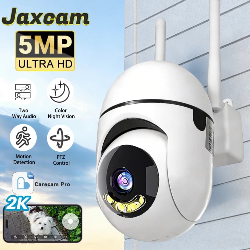 Caméra Carecam Pro 5MP HD 355 °   Caméra de surveillance Vision nocturne Détection de mouvement Sirè