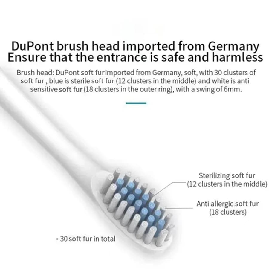 Brosse à dents électrique ultrasonique, Mode Six vitesses, cheveux doux pour la maison, chargement U