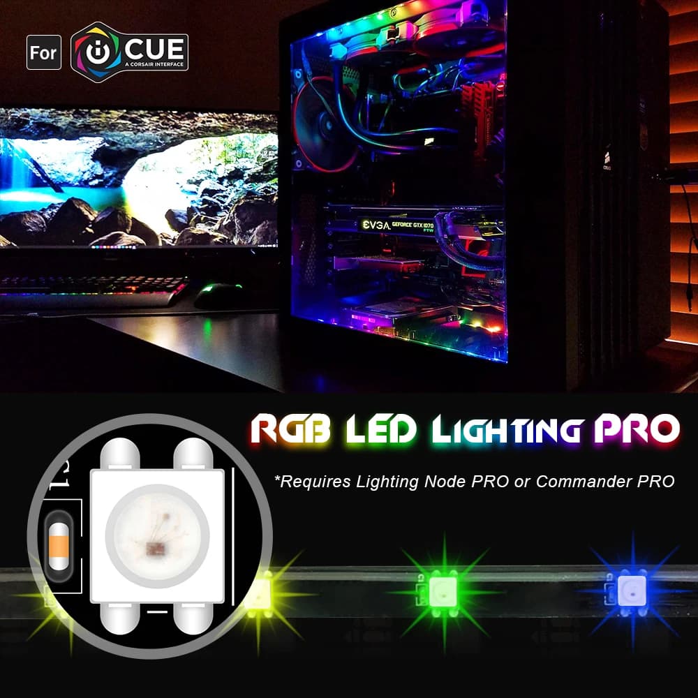 Bande LED numérique adressable WS2812b, 40cm, pour décor de boîtier PC, pour iCUE CORSAIR, nœud d'éc