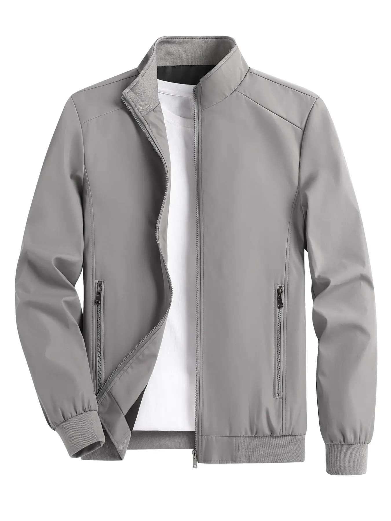 Veste Cardigan fine et décontractée pour hommes, couleur unie, col montant, pour Sports de plein air
