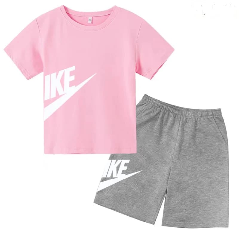 Ensemble deux pièces été blanc T-shirt + short pour enfants, nouvelle collection mode avec lettres, 