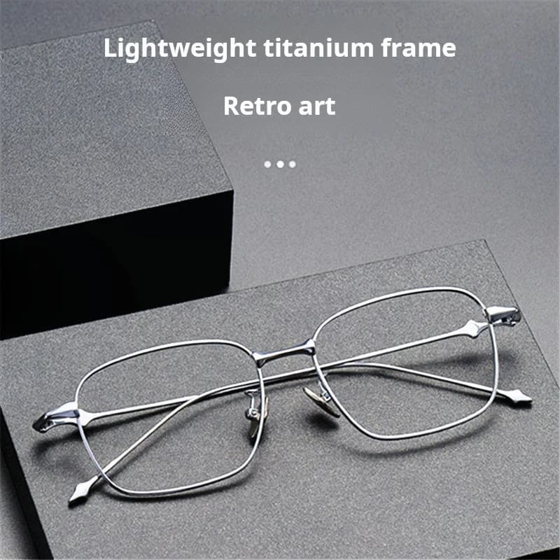 MOMOJA Lunettes rétro carrées pour hommes et femmes, lunettes en titane de haute qualité, ultra légè