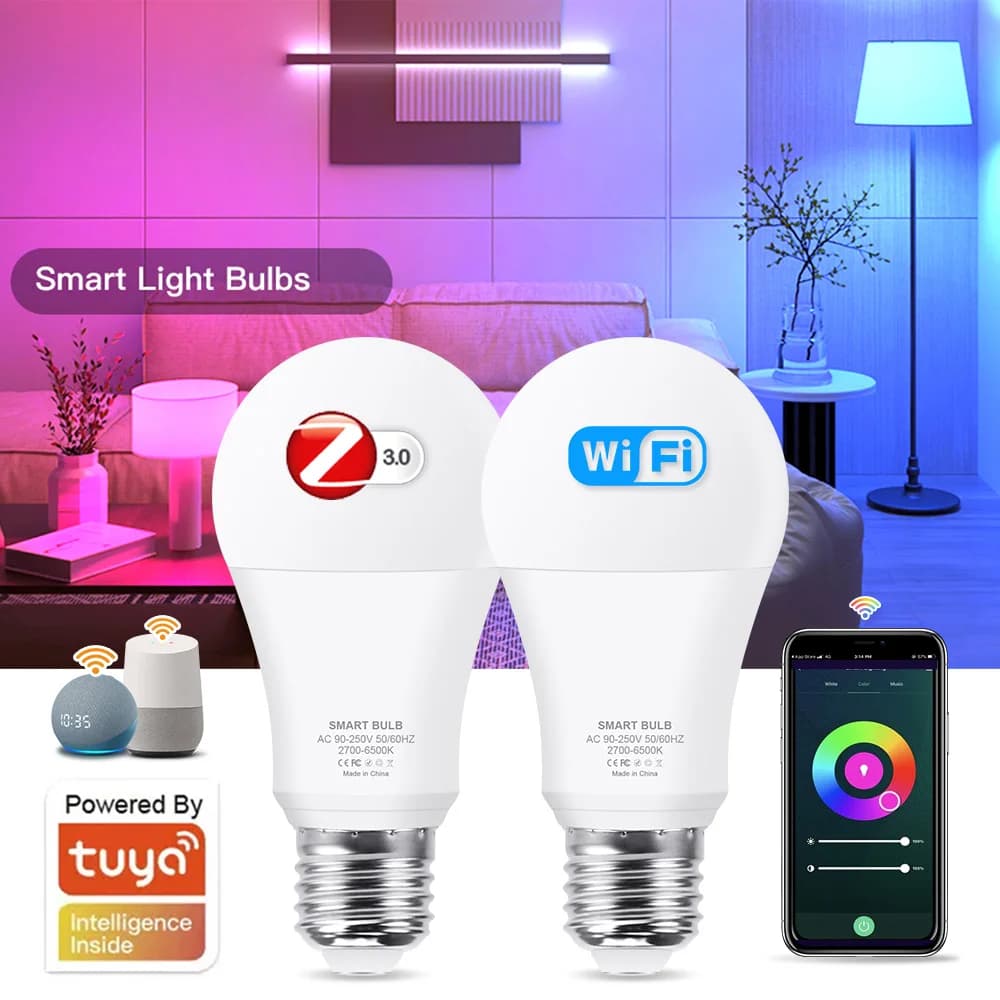 Ampoule Led Zigbee 18W 15W, 1 pièce, RGB + WW + CW E27, Tuya, Wifi, pour maison intelligente, Compat
