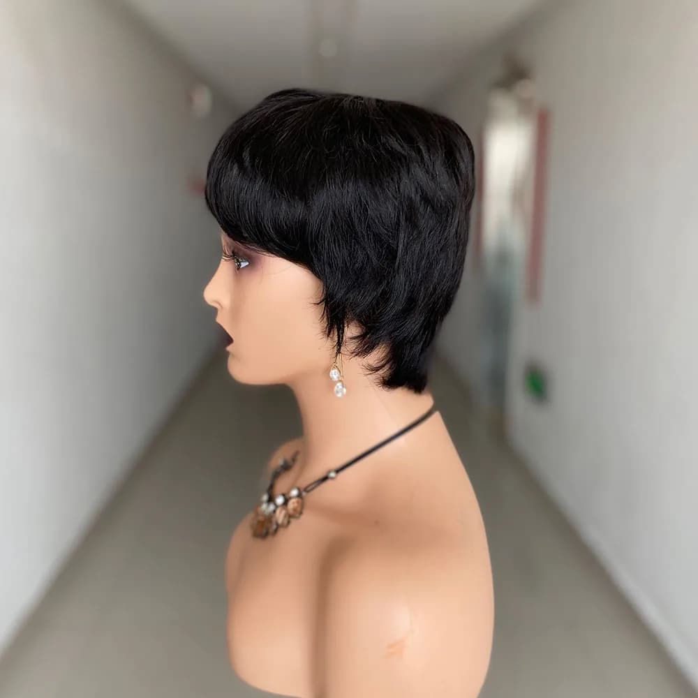 Perruque courte coupe lutin cheveux humains prêt à porter perruques de cheveux humains brésiliens po