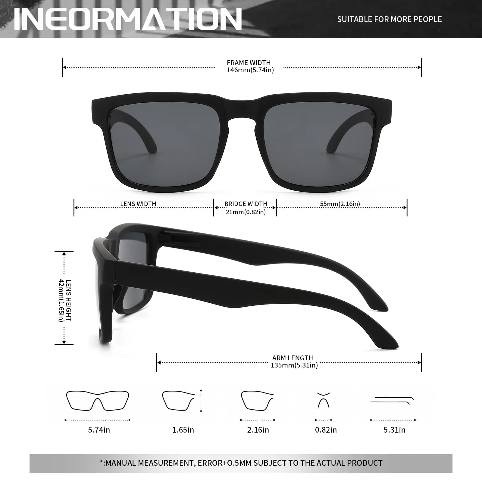 Lunettes de soleil de sport carrées 4 pièces avec motif de temple de créateur - UV400 pour hommes et