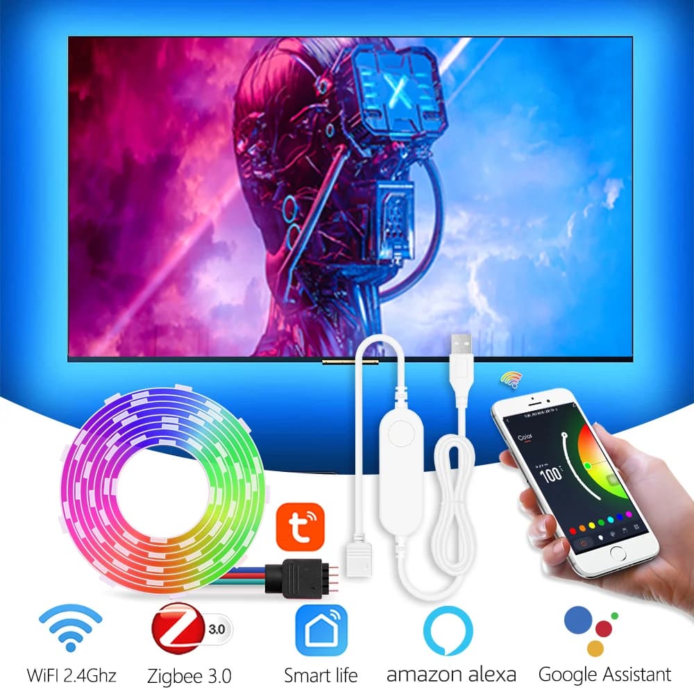 Bande lumineuse Led USB RGB RGBW, 5V, contrôle par application, lumières à couleur changeante, Bluet