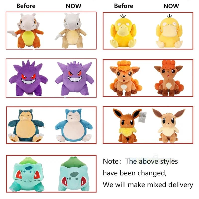 Peluche Pokémon Gengar 24 cm, jouet en peluche Pokémon, adorable poupée en peluche Pikachu, poupée e