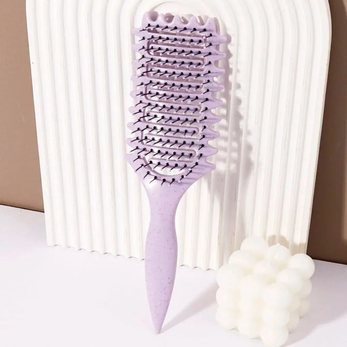 Brosse à friser - Peigne de massage creux, crinière en nylon, manche en plastique ABS, poignée confo