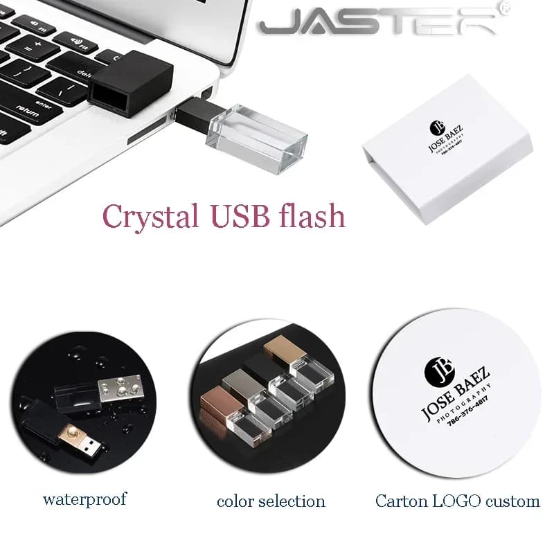 JASTER 10 PCS LOT Crystal USB 3.0 Flash Drives Cadeau De Mariage Pen Drive Logo Personnalisé Gratuit