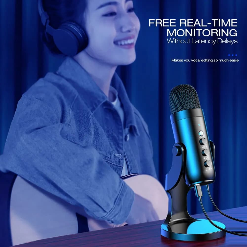 Haomuren Microphone USB pour PC Mac enregistrement de jeu Streaming Podcast, micro à condensateur po
