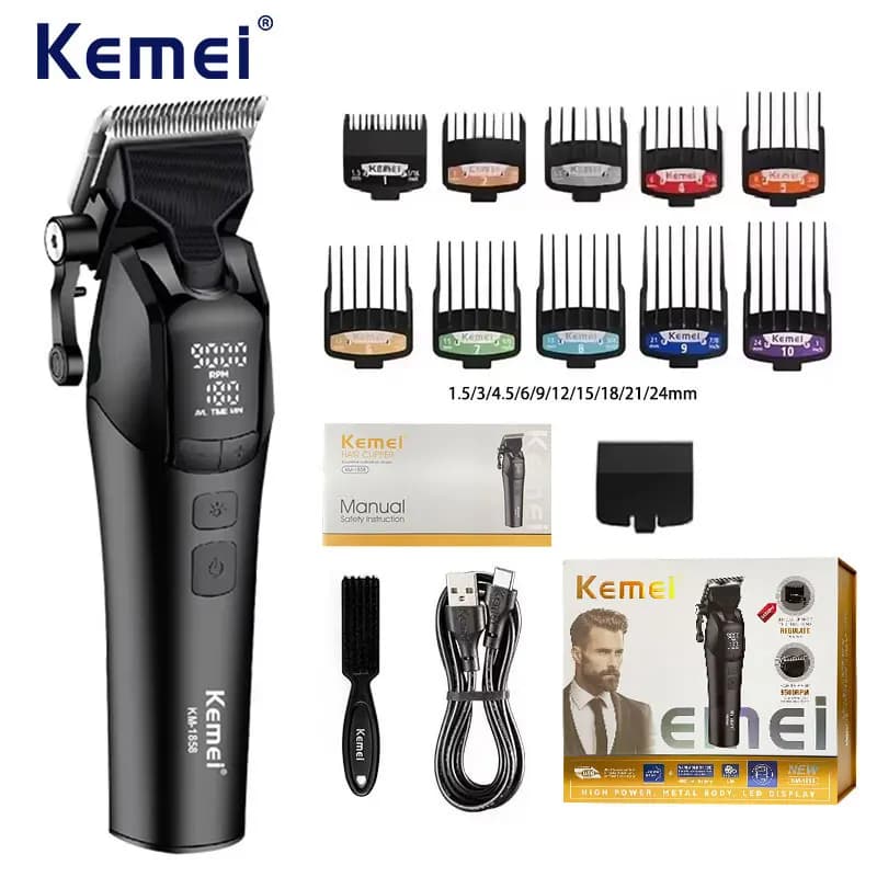 Kemei KM-1858 10W barbier professionnel électrique tondeuse à cheveux DLC lame tondeuse sans fil USB