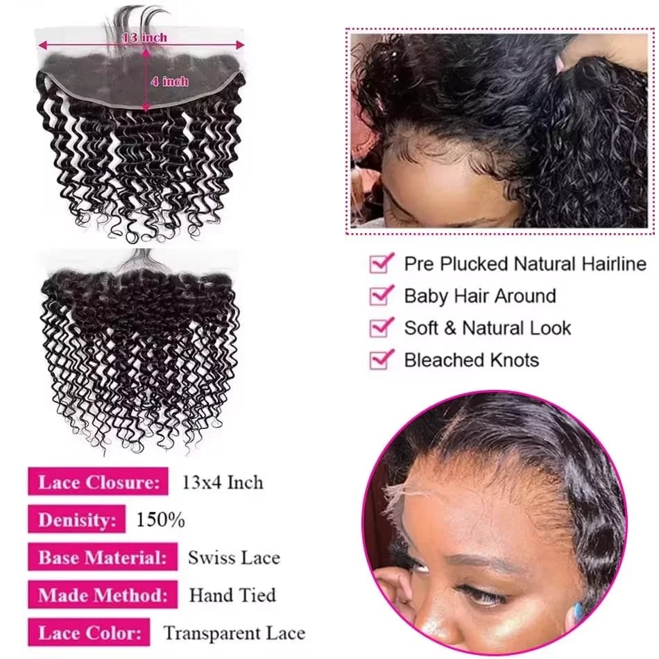 Extensions de cheveux humains avec fermeture, vague profonde birmane, cheveux vierges, 3 à 4 extensi
