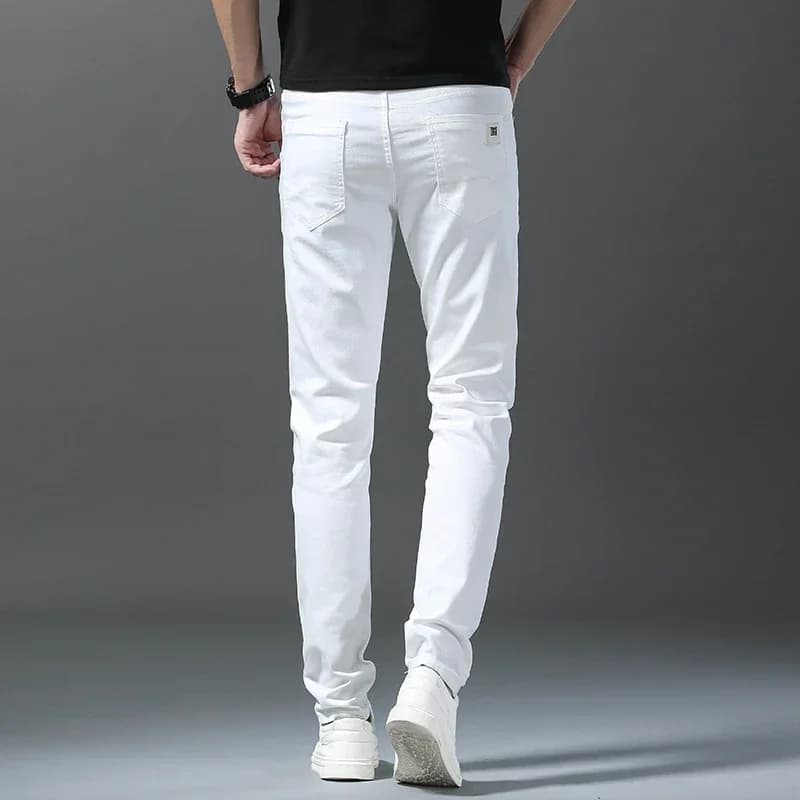 2025 printemps été nouveau 98% coton hommes Slim jean droit décontracté mode crayon pantalon haute q