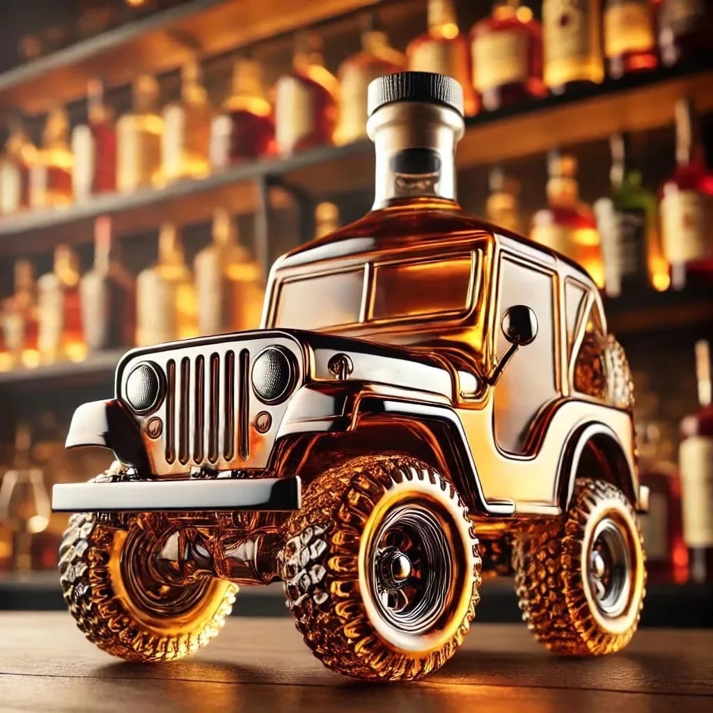Carafe à liqueur en verre en forme de voiture vintage – Design classique avec bouchon en liège hermé