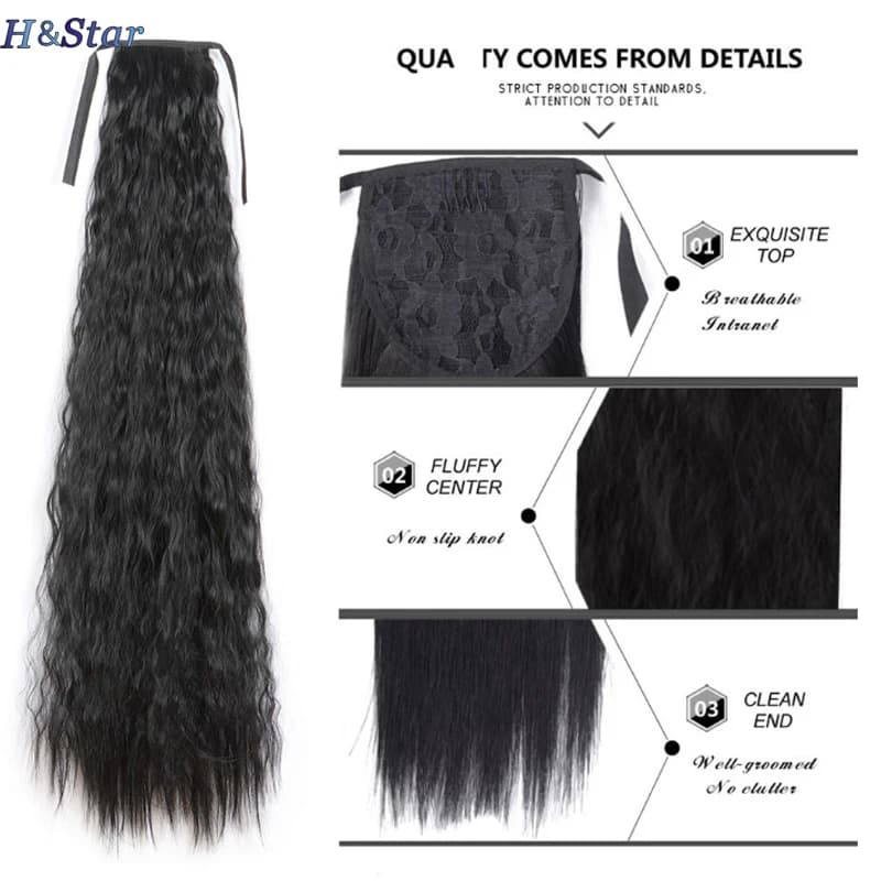H & STAR-Extensions capillaires synthétiques, 34 pouces, postiche afro longue, crépue, bouclée, queu