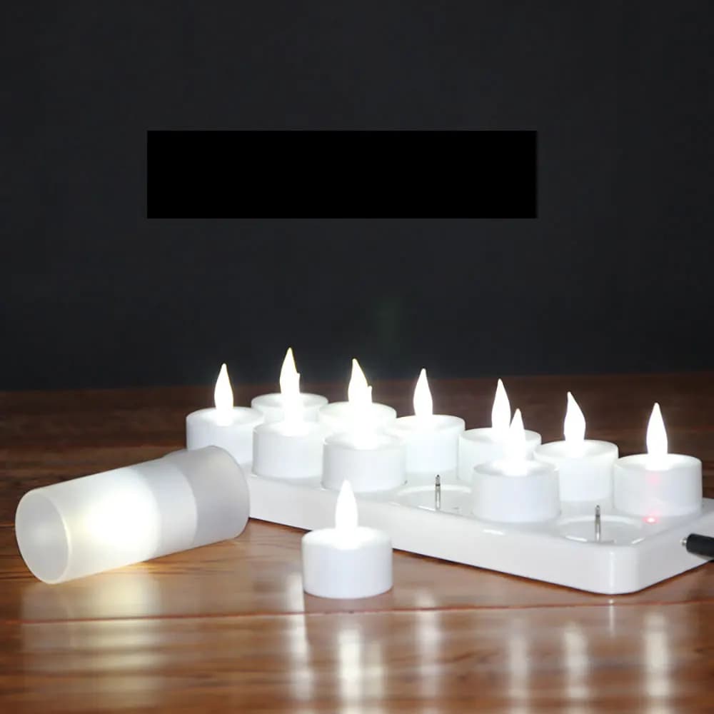 Bougie chauffe-plat LED aste sans flamme avec tasse en plastique, bougie de charge USB, décor de mar