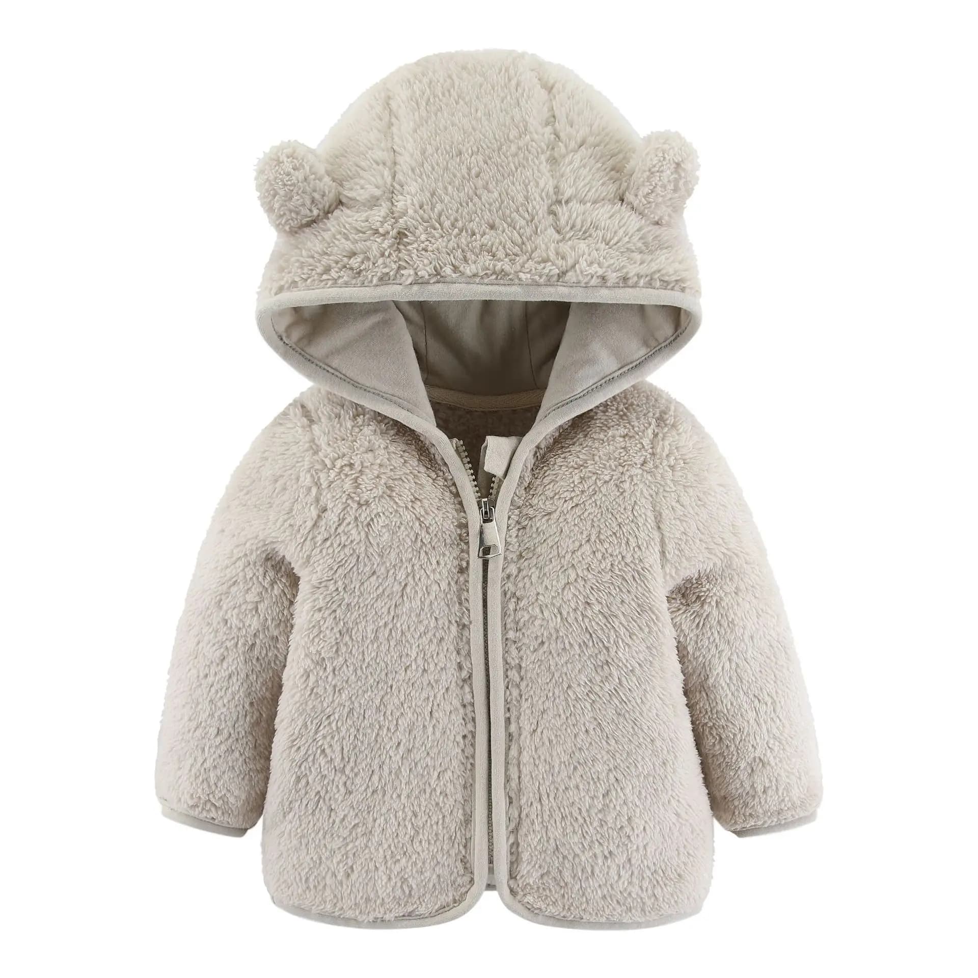 Manteau polaire pour enfants de 0 à 3 ans, veste chaude à manches longues avec oreilles d'ours, vête