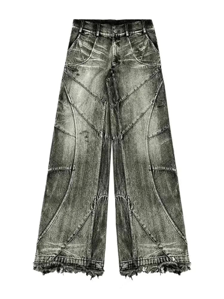 Jeans vintage Y2K streetwear punk hip hop pour femmes, pantalon grunge baggy déchiré, denim délavé, 