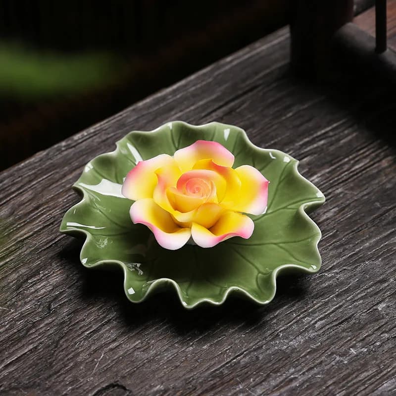 Plateau d'encens en céramique imitation fil floral fait à la main, diffuseur d'arôme, base typolePG,