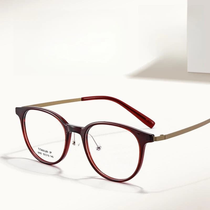 FIRADA lunettes confortables à la mode rondes rétro pur titane lunettes montures de Prescription opt
