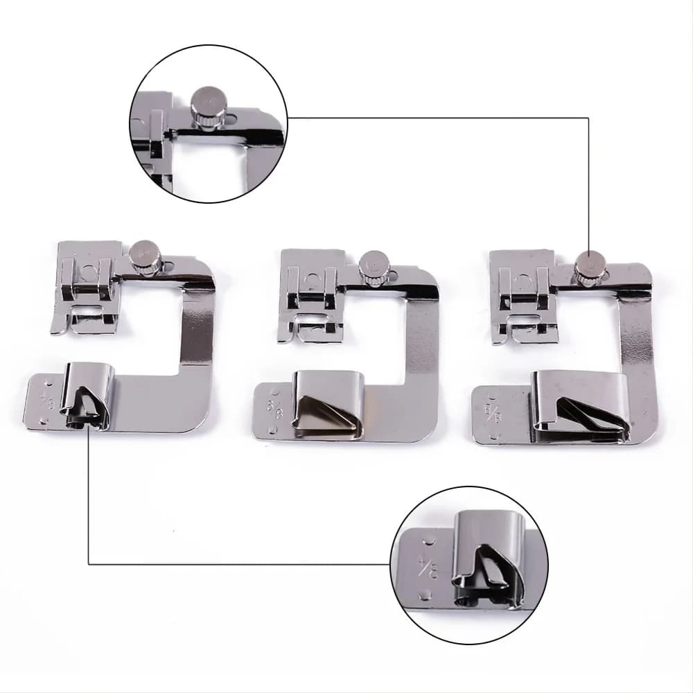 9mm /13mm /19mm /25mm Machine À Coudre Pied Presse Pied Roulé Hem Pieds Ménage Multi Fonctionnelle C