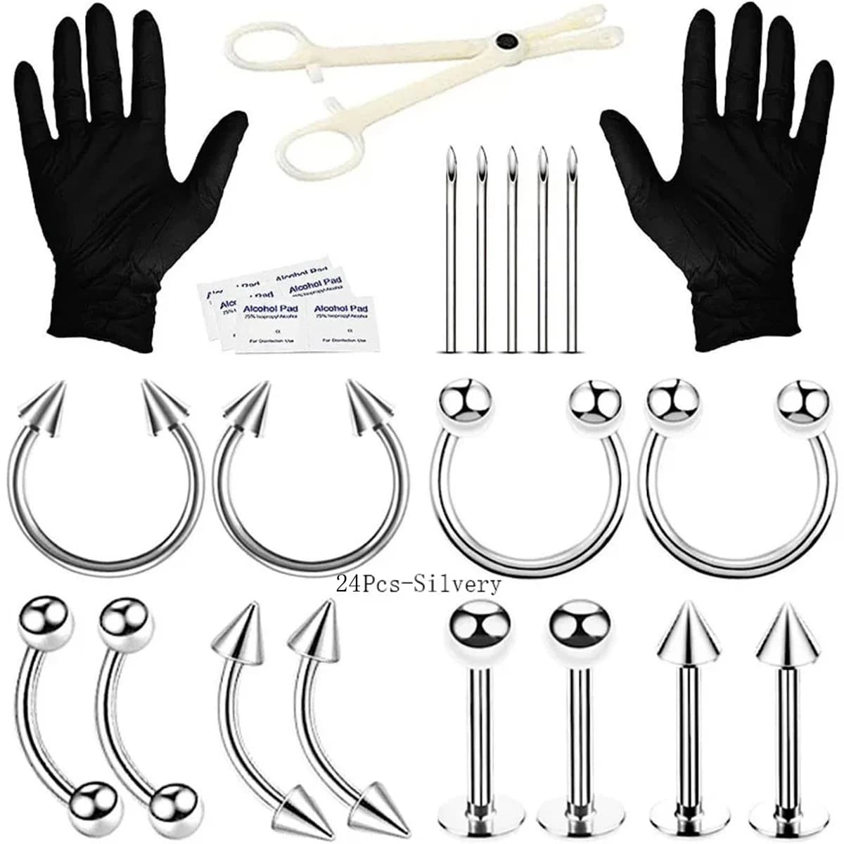 Kit de perçage d'oreille stérile 24/42/84 pièces, pistolet de perçage d'hélice pour Trago de Cartila