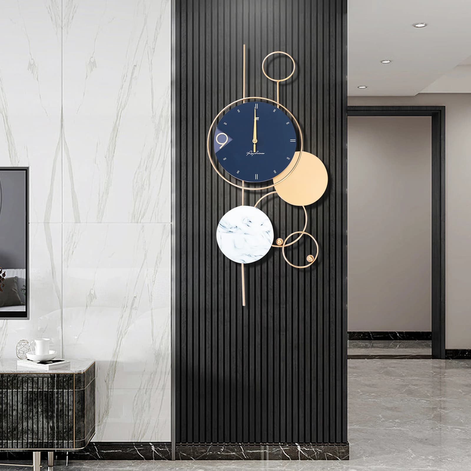 Grandes horloges murales pour décor de salon, métal intérieur, or, chic, décoratif, à piles, silenci