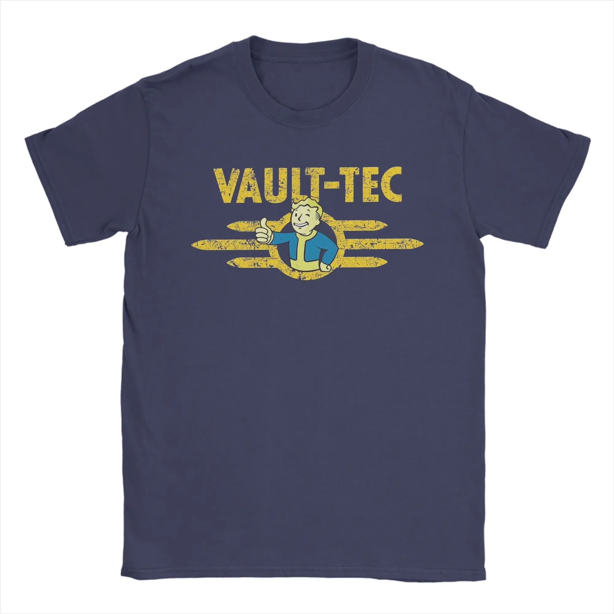 T-shirt Homme Distressed Vault-Tec 100% Coton Vêtements Loisirs Manches Courtes Col Rond Grande Tail