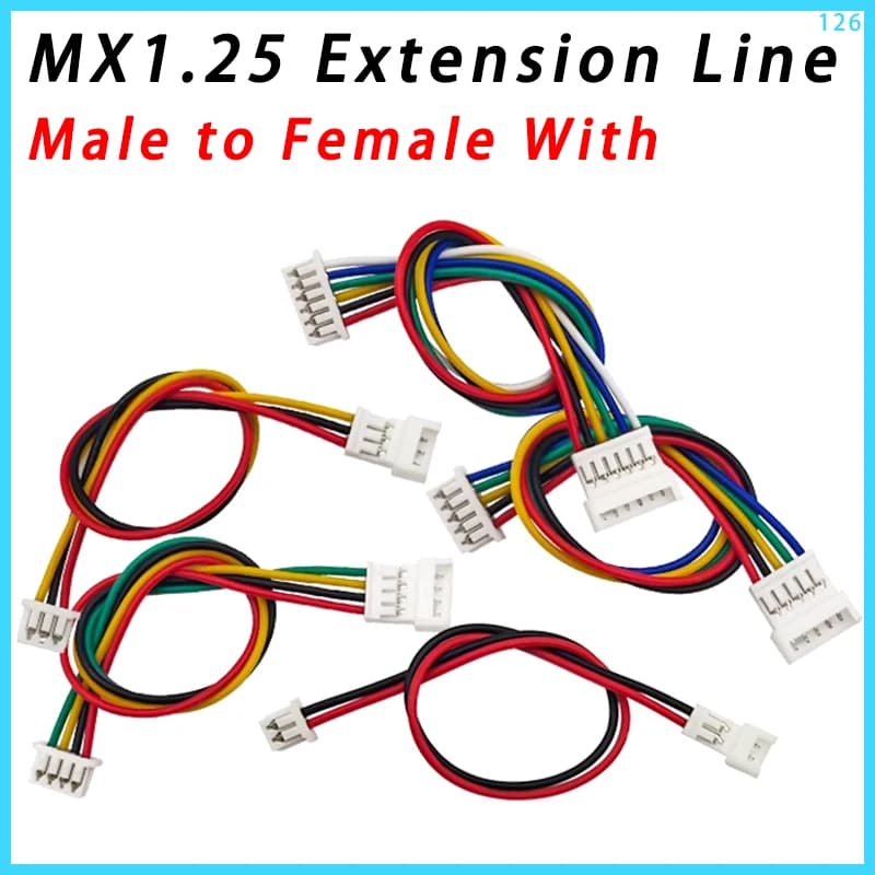 10 pièces MX1.25 ligne d'extension 2P/3P/4P/5P/6P MX 1.25mm pas mâle à femelle connecteur de rallong