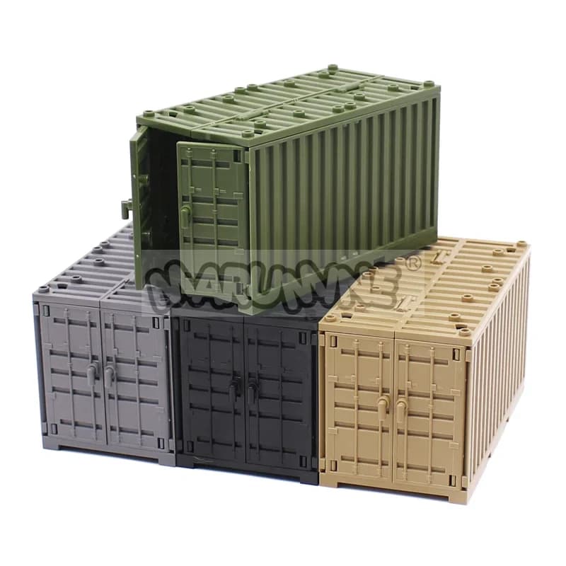 Marumine MOC – boîtes de conteneurs militaires, accessoires en briques, blocs de construction de scè