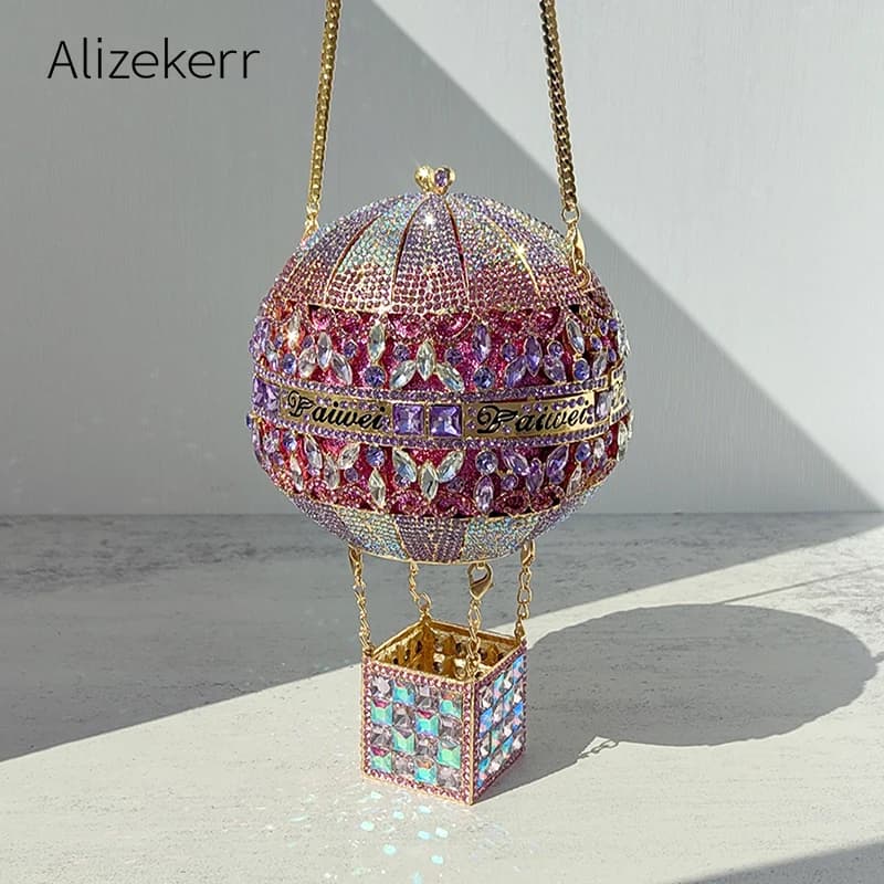 Alizekerr sacs de soirée en cristal en forme de ballon à Air chaud femmes de luxe chic Unique strass