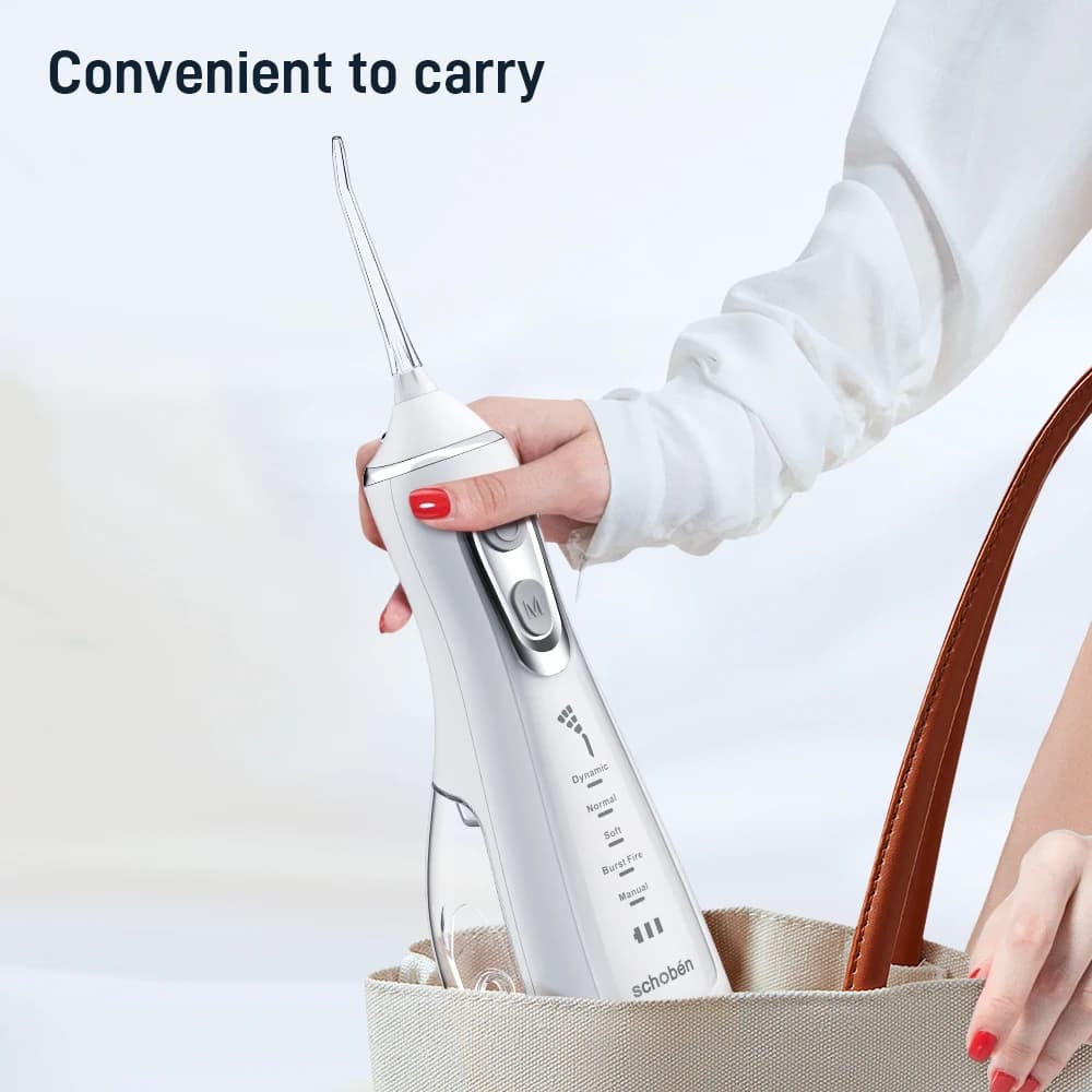 Irrigateur dentaire Portable, fil dentaire, Rechargeable par USB, 4 buses, Jet d'eau, réservoir d'ea