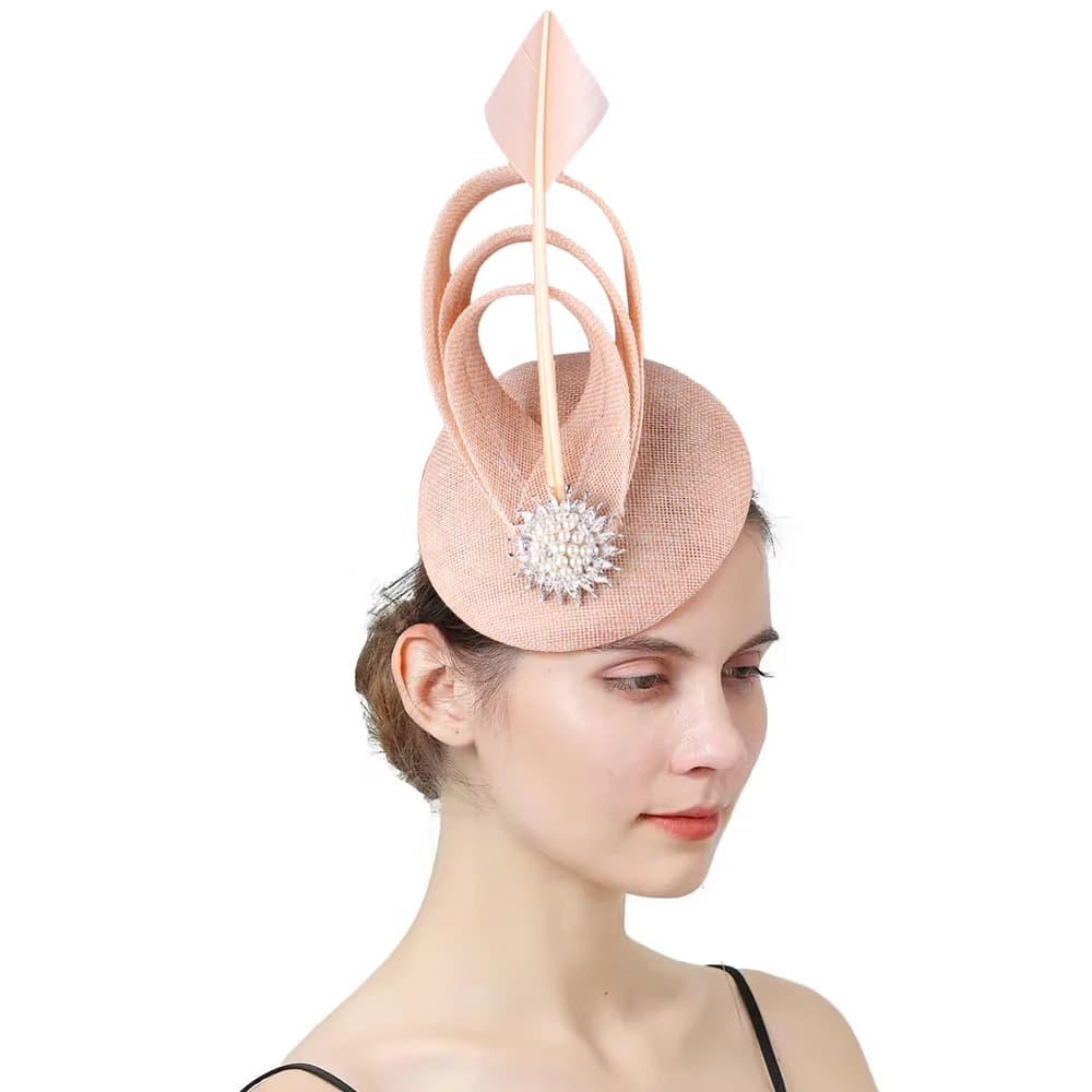 Chapeau fascinateur Imitation Sinamay Champagne, couvre-chef de mariage élégant pour femmes avec épi