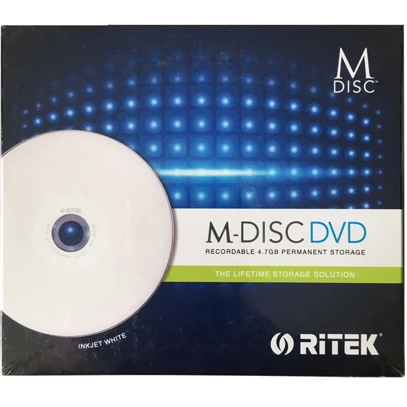 Ritek MDisc M-Disc DVD R, 4.7 Go, archivage à vie, jet d'encre imprimable 4X, enregistrable en conti