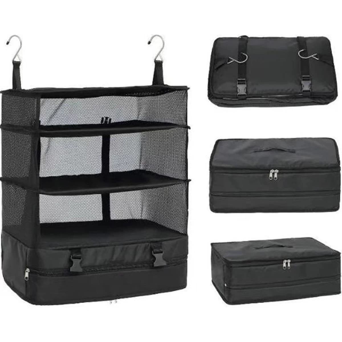 Organisateur de bagages de voyage, étagères de voyage portables, sac de valise à 3 étagères, Cube d'