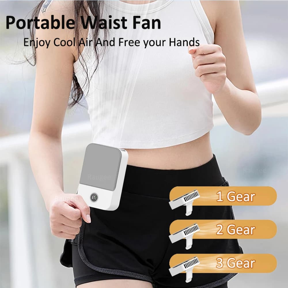 Mini ventilateur de cou portable sans lame, refroidisseur d'air, USB, 2000mAh, 3 vitesses