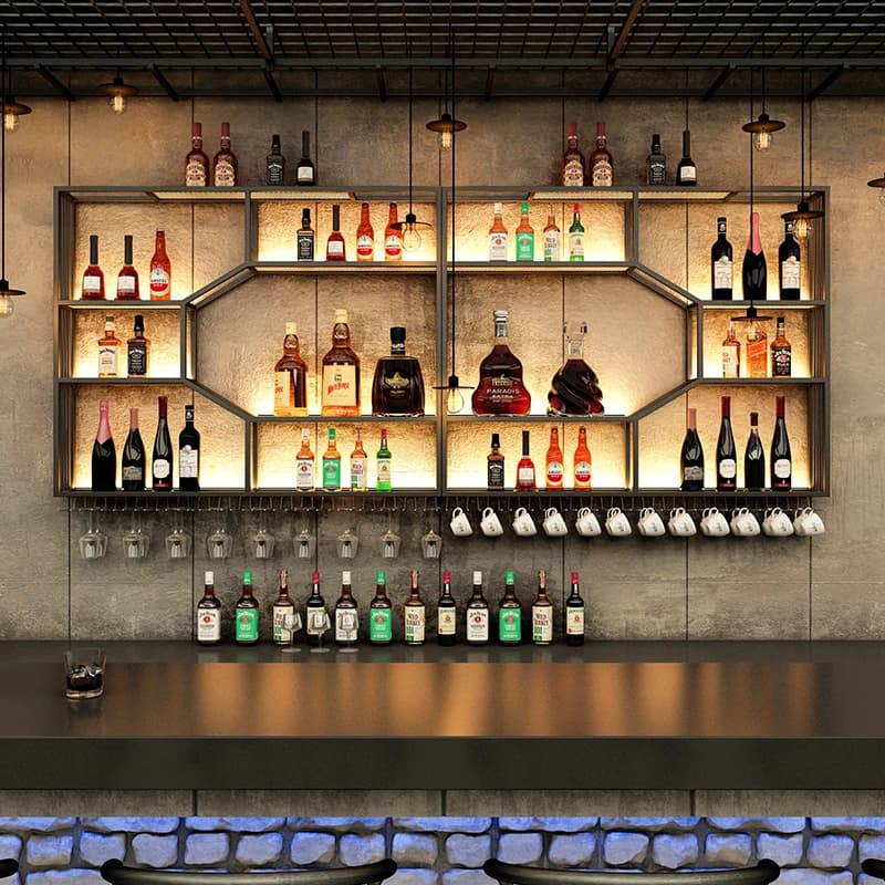Meuble mural de cantine ou de bar français, armoire de salon, vitrine en verre de réfrigérateur V37d