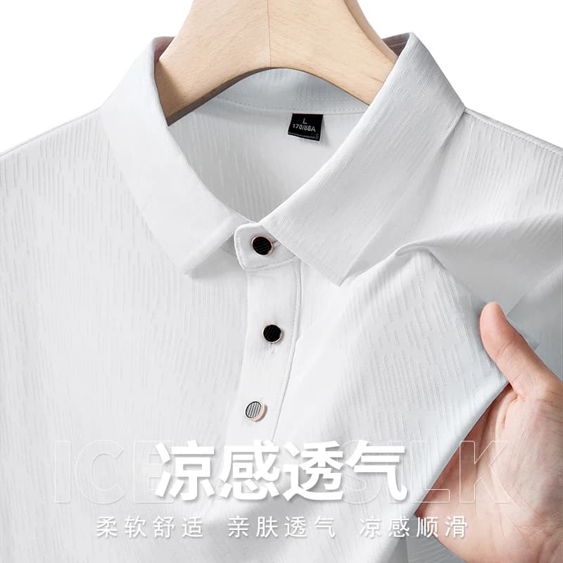 Polo homme M-7XL 8XL 9XL Nouveauté été – Polo homme à manches courtes en soie glacée de haute qualit