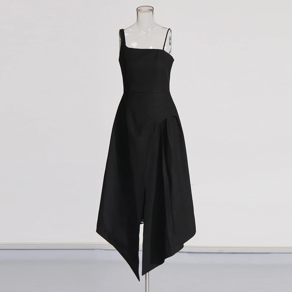 TWOTWINSTYLE détachable cape robes élégantes pour les femmes col carré sans manches taille haute hit