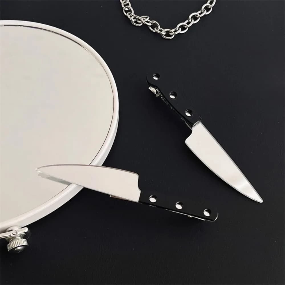 Pinces à cheveux avec couteau d'émulation gothique créatif, 2 pièces, épingles à cheveux à frange la