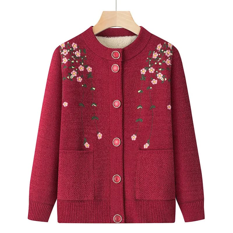 Vêtements d'hiver à manches longues pour femmes, XL-6XL d'âge moyen, cardigan respirant, pull pour f