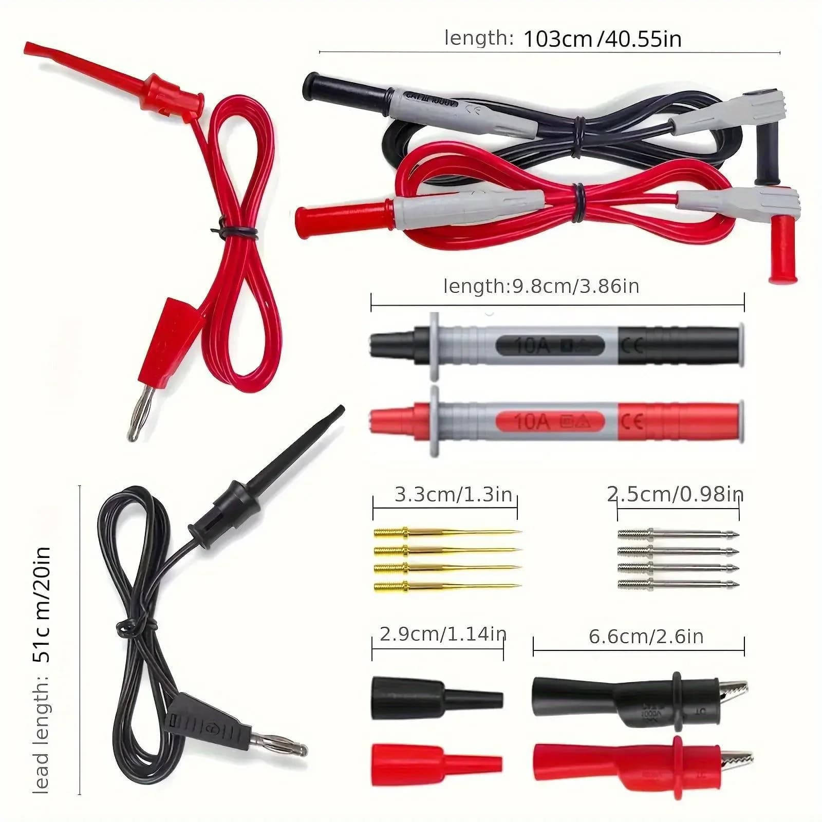 Kit de fils de Test P1308B, fiche banane de 4MM pour tester le câble à crochet, sonde multimètre rem