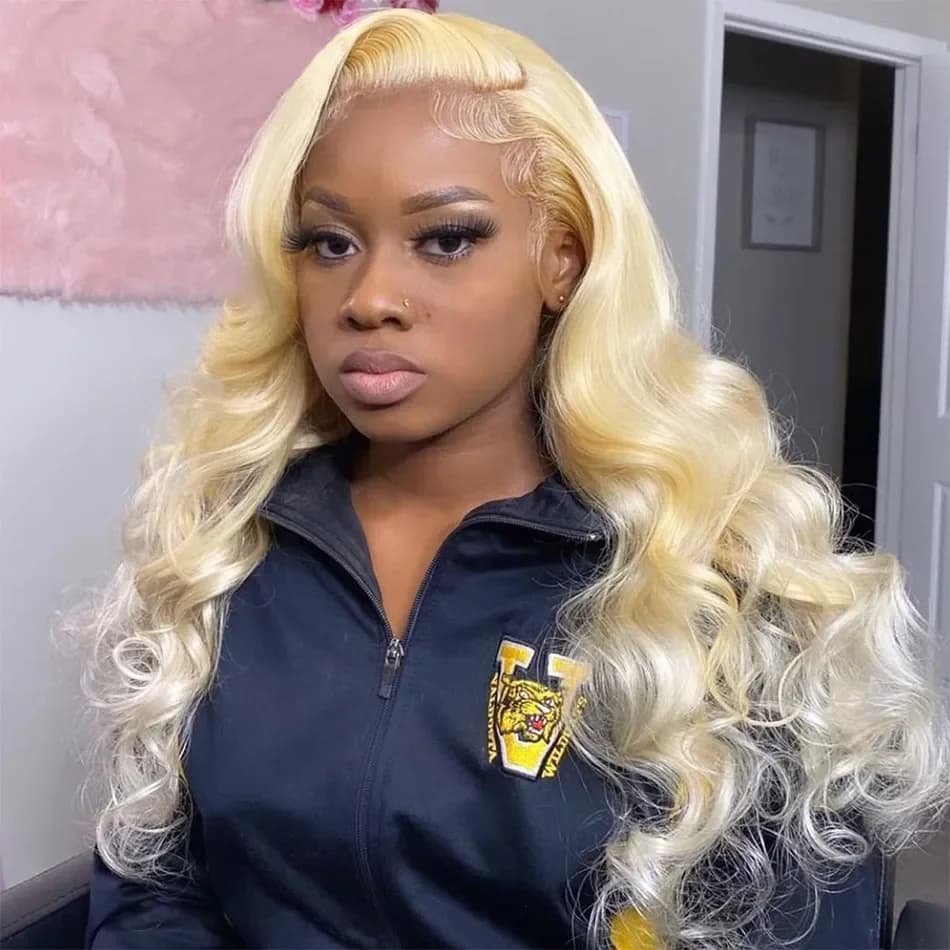 13x6 HD Transparent 613 Blonde dentelle frontale perruques de cheveux humains péruvien vague de corp