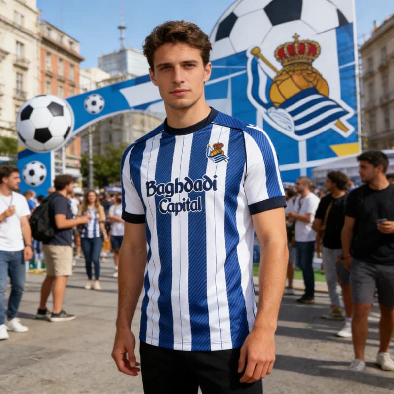 Real Sociedad 26 T-shirt de football domicile et extérieur, T-shirt confortable et respirant, T-shir